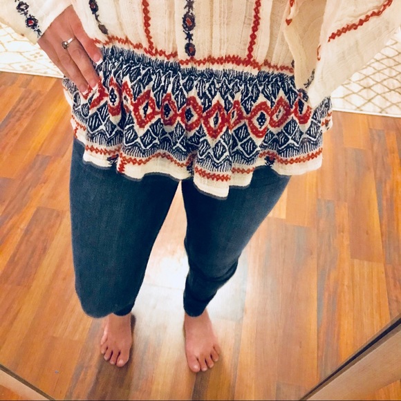 Raga Off Shoulder Cream Embroidered Top Size Small - Picture 3 of 8